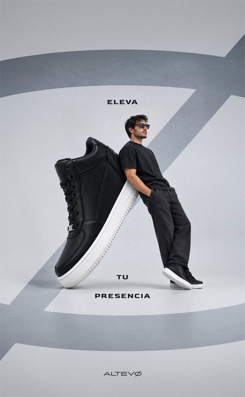 Hombre con tenis ALTEVØ negros: eleva tu presencia