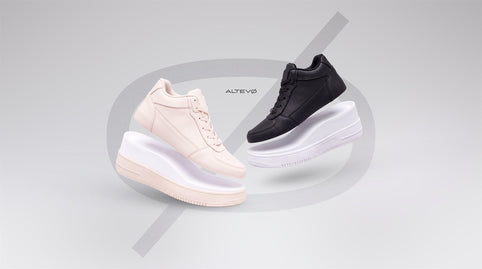 Tenis ALTEVØ blanco marfil y negro con sistema de elevación interno